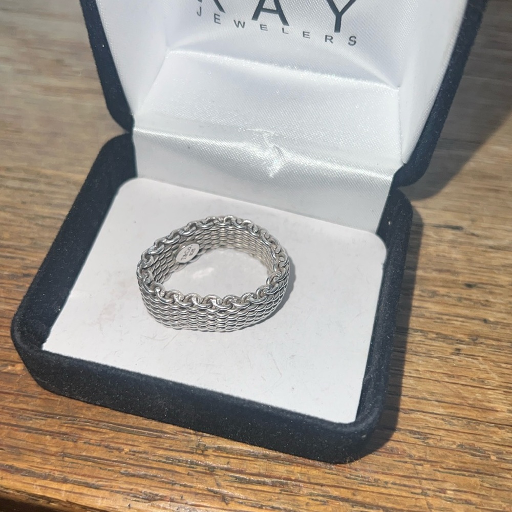 Size 7 Tiffany & Co Somerset Ring Mesh Weave Ring in Sterling Silver